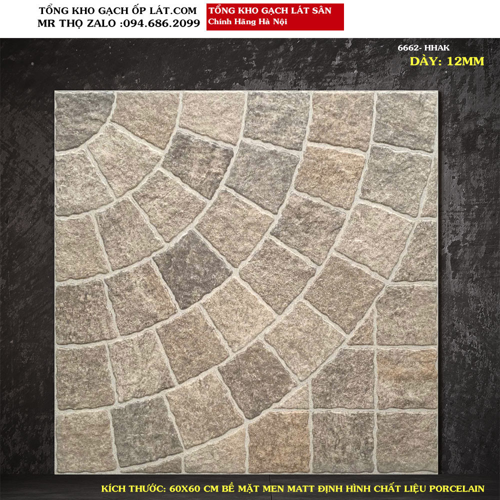 Gạch lát sân vườn giả đá cubic 60x60 6662